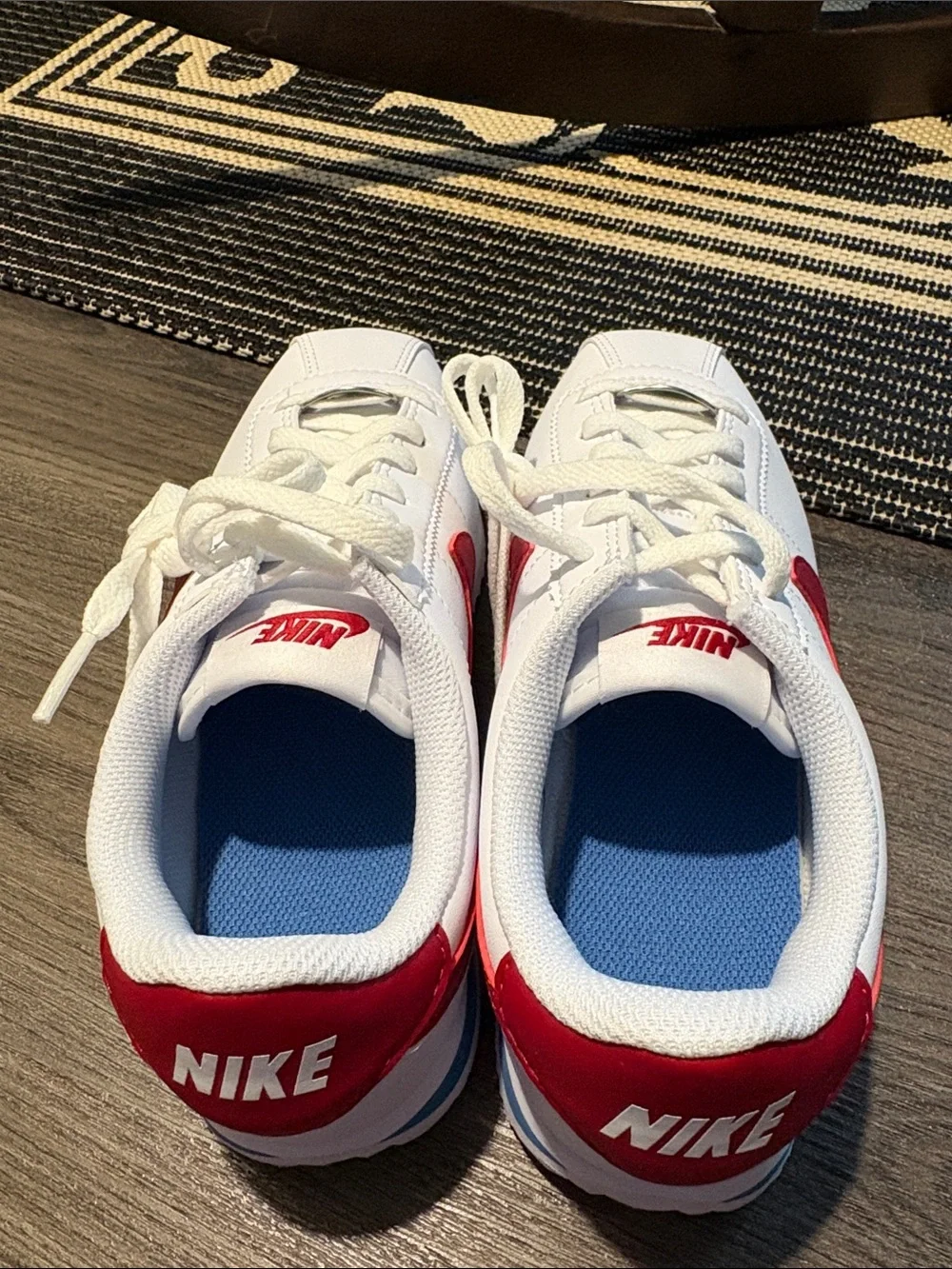 NWOT Nike Cortez White Sneakers with Red Swoosh - Size Youth 4